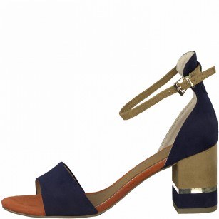 Дамски елегантни сандали на среден ток Marco Tozzi сини